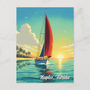 Sailboat in Naples Florida Travel Postcard