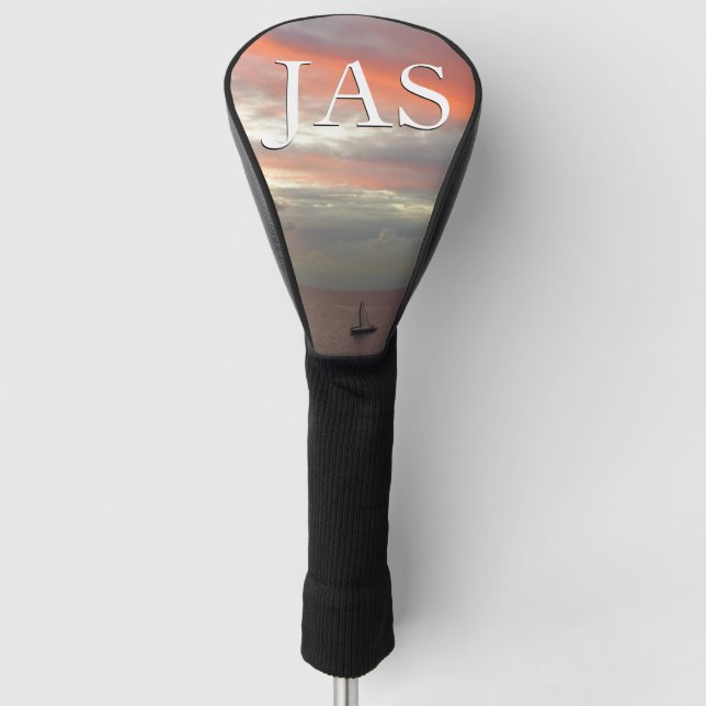 Sailboat in Sunset Beautiful Pink Seascape Golf Head Cover (Front)