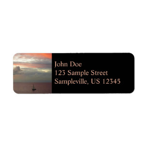 Sailboat in Sunset Beautiful Pink Seascape Label