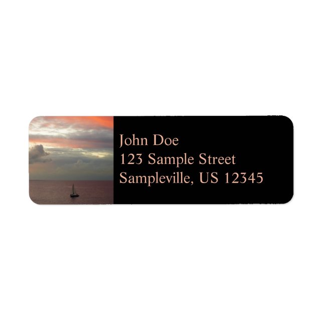 Sailboat in Sunset Beautiful Pink Seascape Label (Front)