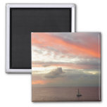 Sailboat in Sunset Beautiful Pink Seascape Magnet