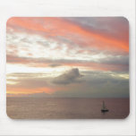 Sailboat in Sunset Beautiful Pink Seascape Mouse Pad