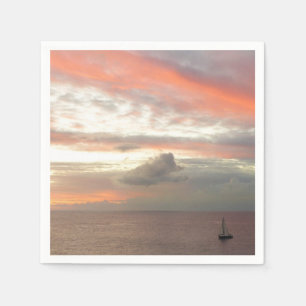 Sailboat in Sunset Beautiful Pink Seascape Napkins