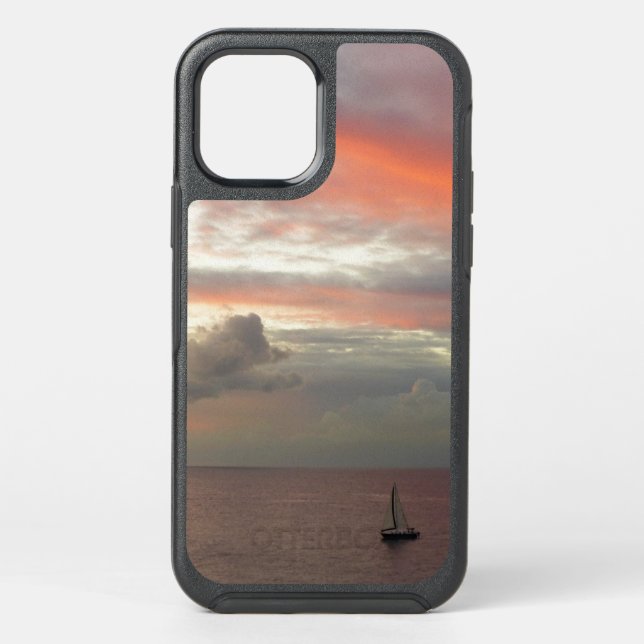 Sailboat in Sunset Beautiful Pink Seascape Otterbox iPhone Case (Back)