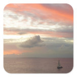 Sailboat in Sunset Beautiful Pink Seascape Square Sticker