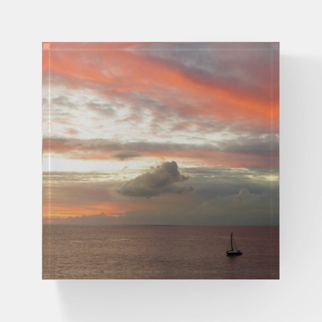 Sailboat in Sunset Paperweight (Front)