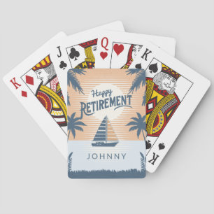 Sailboat in sunset retirement poker cards