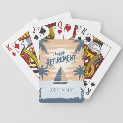 Sailboat in sunset retirement poker cards