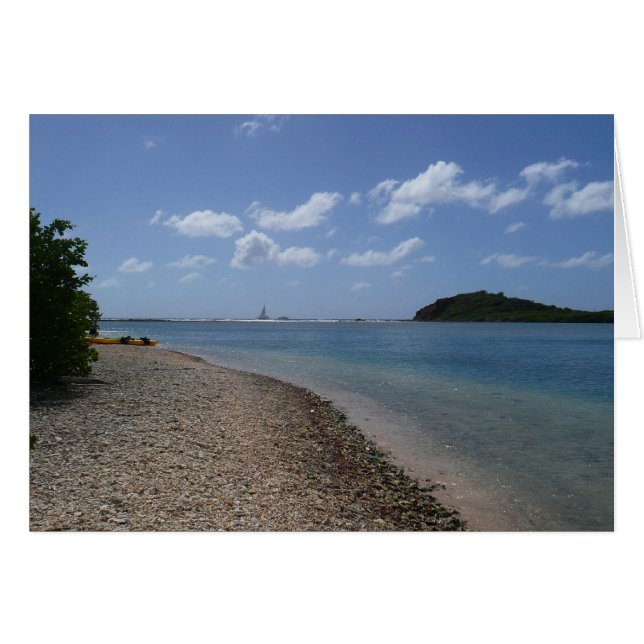 Sailboat in the Distance at St. Thomas Cards (Front Horizontal)