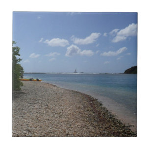 Sailboat in the Distance at St. Thomas Ceramic Tile