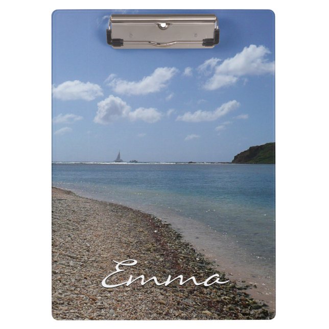 Sailboat in the Distance at St. Thomas Clipboard (Front)