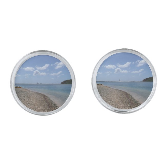 Sailboat in the Distance at St. Thomas Cufflinks (Front)