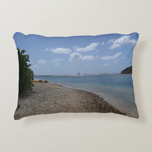 Sailboat in the Distance at St. Thomas Decorative Pillow (Front)