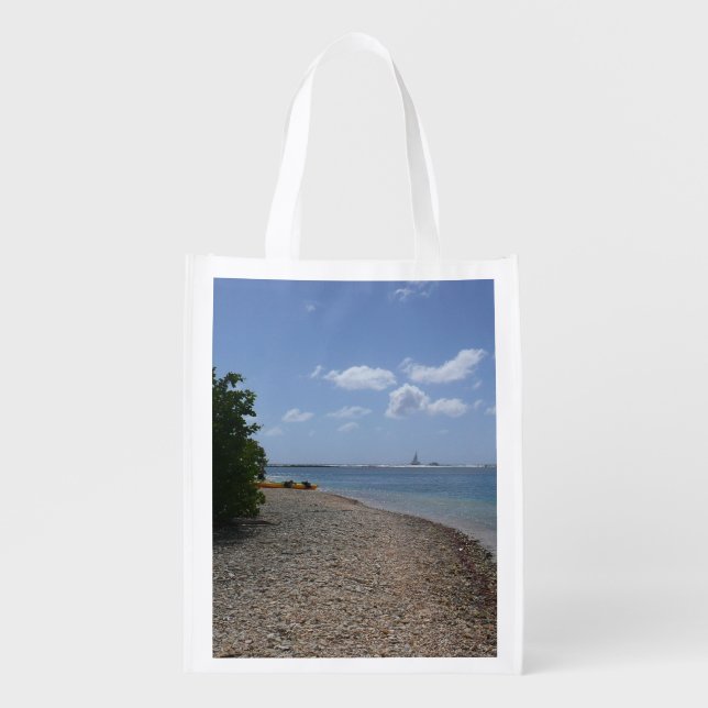 Sailboat in the Distance at St. Thomas Grocery Bag (Front)