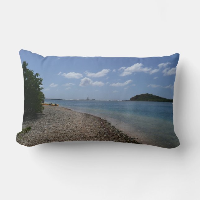 Sailboat in the Distance at St. Thomas Lumbar Pillow (Front)
