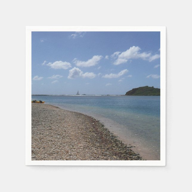 Sailboat in the Distance at St. Thomas Napkins (Front)