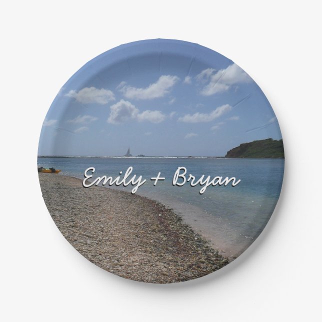 Sailboat in the Distance at St. Thomas Paper Plates (Front)