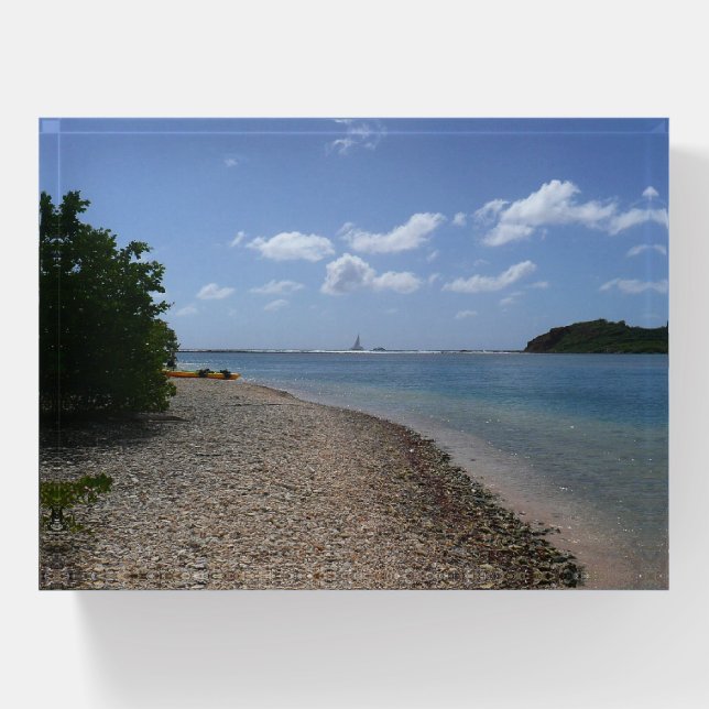 Sailboat in the Distance at St. Thomas Paperweight (Front)