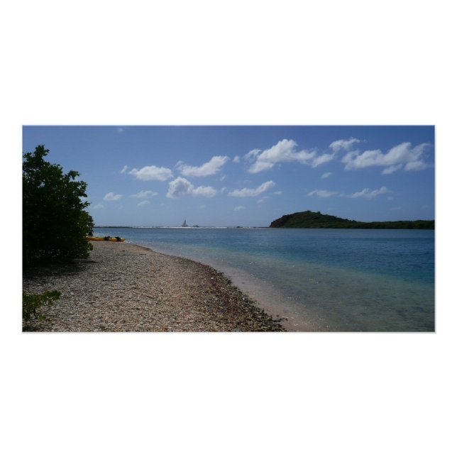 Sailboat in the Distance at St. Thomas Poster (Front)