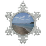 Sailboat in the Distance at St. Thomas Snowflake Pewter Christmas Ornament