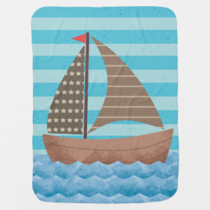 Sailboat in the sea baby blanket