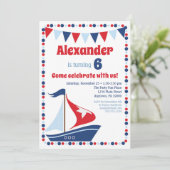 Sailboat Invitation Kids Sail Boat Birthday Party (Standing Front)