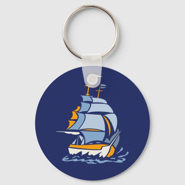 Sailboat key chain, customizable keychain (Front)