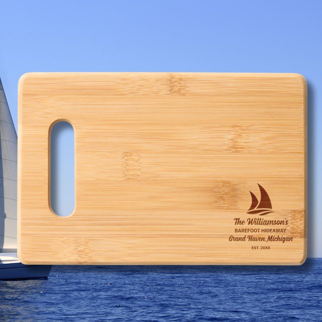 Sailboat, Lake House, Family, Boat Captain Name Engraved Cutting Board (Creator Uploaded)