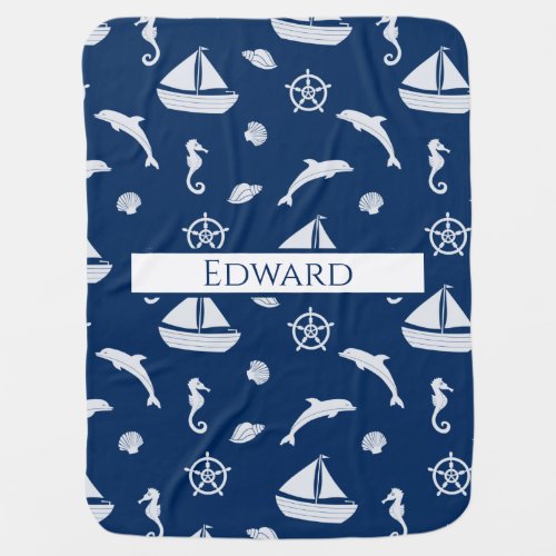 Sailboat  Marine Life Pattern Baby Blanket