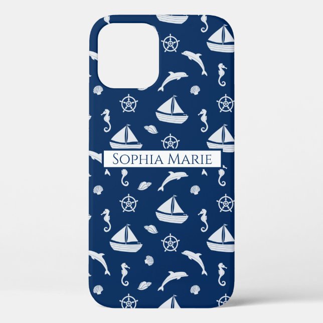 Sailboat & Marine Life Pattern Case-Mate iPhone Case (Back)
