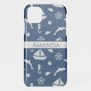 Sailboat & Marine Life Pattern iPhone 11 Case
