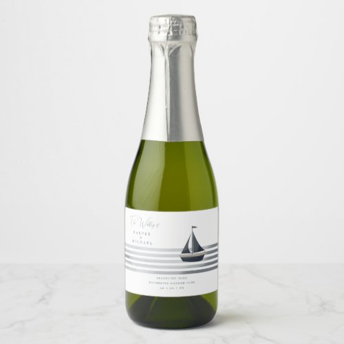 Sailboat maritime personalized wedding sparkling wine label