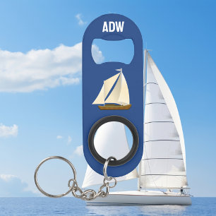 Sailboat Monogram Keychain Bottle Opener