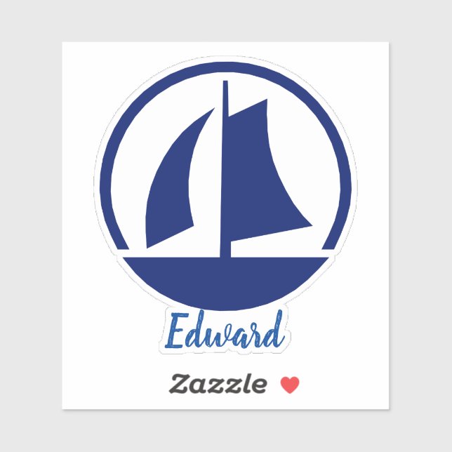 Sailboat Monogram of Name Custom Sticker (Sheet)