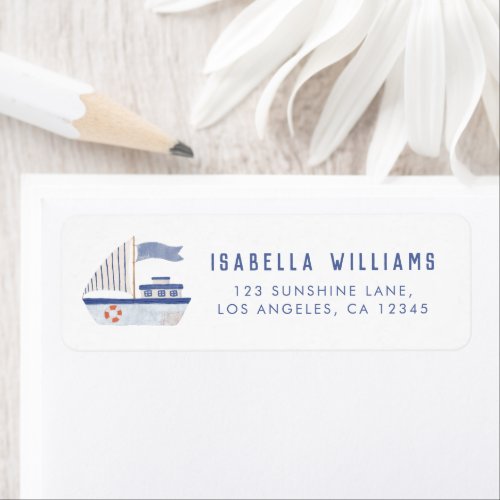 Sailboat Nautical Baby Shower Address  Label