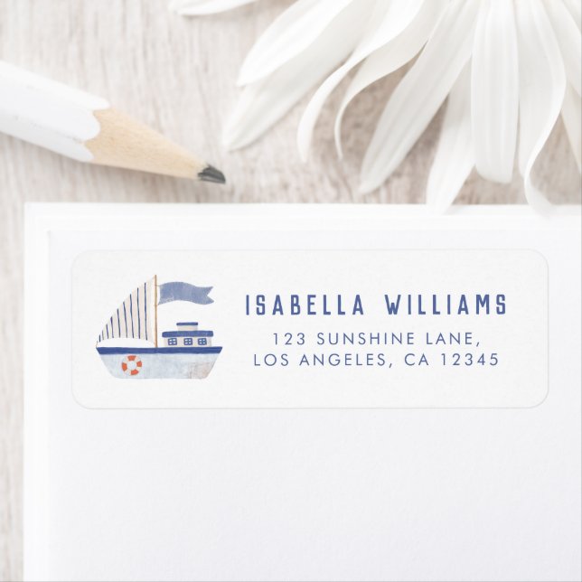 Sailboat Nautical Baby Shower Address  Label (Insitu)