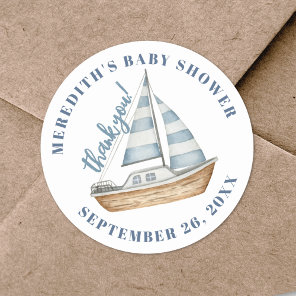 Sailboat Nautical Baby Shower Classic Round Sticker