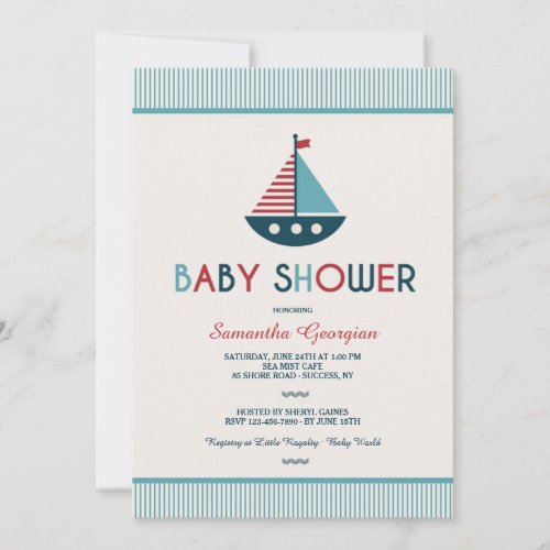Sailboat Nautical Baby Shower Invitation