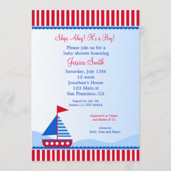 Sailboat Nautical Baby Shower Invitations by Petit_Prints at Zazzle