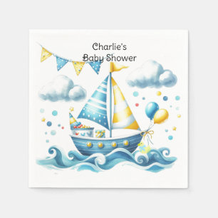 Sailboat Nautical Baby Shower Paper Napkins