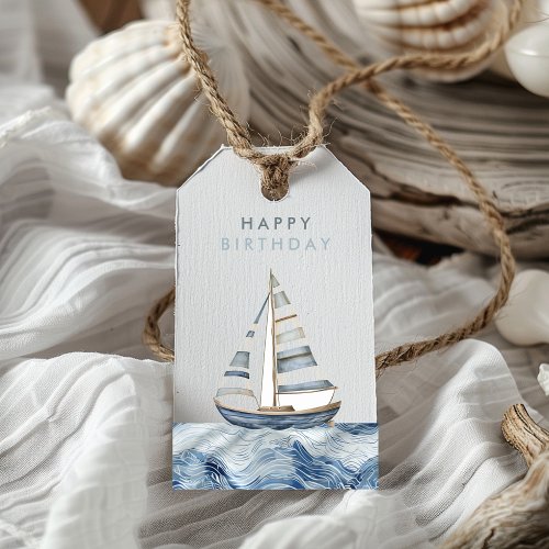 Sailboat Nautical Birthday Gift Tags