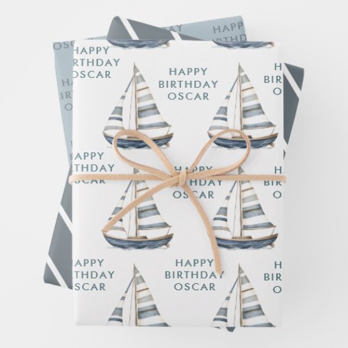 Sailboat Nautical Birthday I Wrapping Paper Sheets