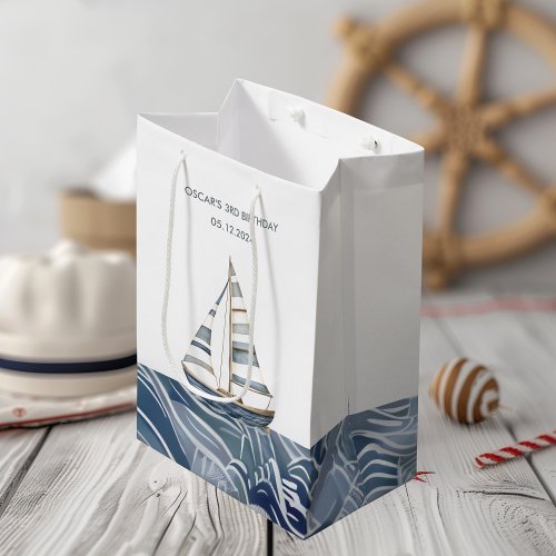 Sailboat Nautical Birthday Medium Gift Bag