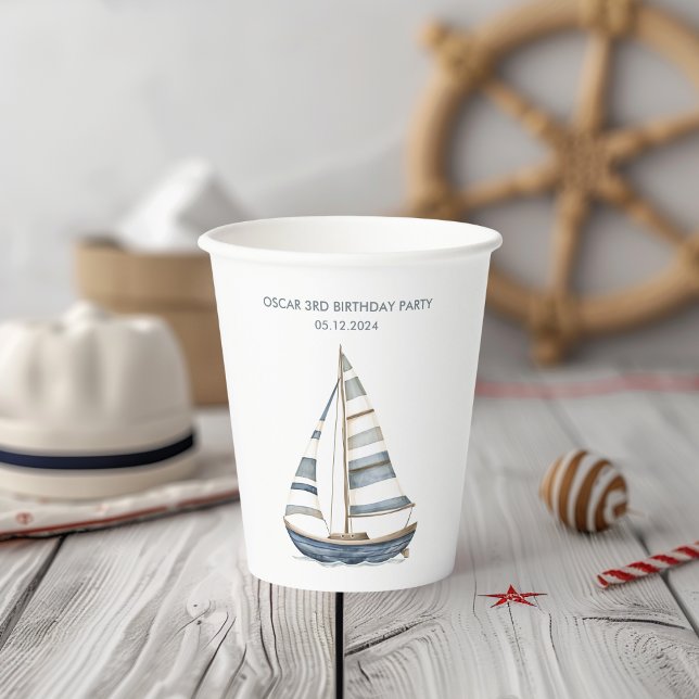 Sailboat Nautical Birthday Paper Cups (Creator Uploaded)
