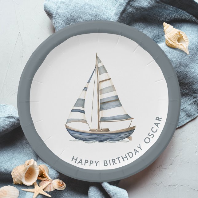 Sailboat Nautical Birthday Paper Plates (Creator Uploaded)