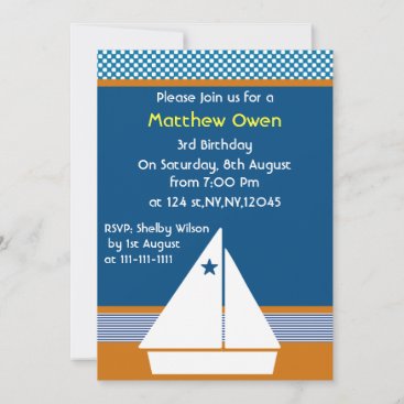 sailboat Nautical Birthday Party Invitation