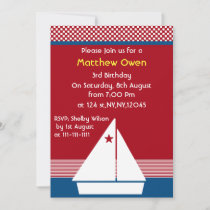 sailboat Nautical Birthday Party Invitation