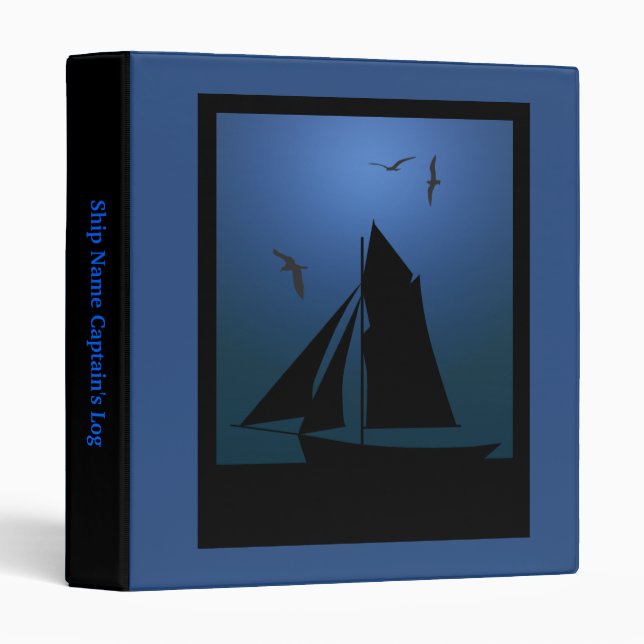 Sailboat Nautical Captain's Log Book Binder (Front/Spine)