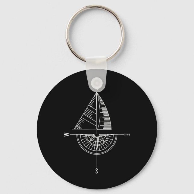 Sailboat Nautical Comp Boater Sailor Captain  Keychain (Front)