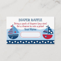 Sailboat Nautical Diaper Raffle Tickets Enclosure Card